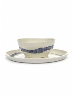 Serax Feast By Ottolenghi Kom S ø 15 Cm H 7 Cm Aardewerk White + Swirl-Stripes Blue -Serax b8921009bs5
