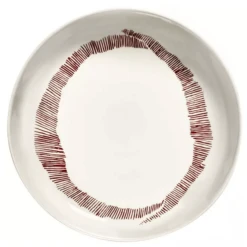 Serax Feast By Ottolenghi Hoog Bord ø 22 Cm H 4 Cm Aardewerk White + Swirl-Stripes Red
